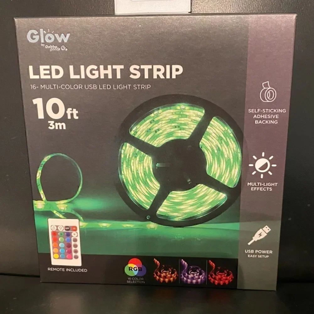 Gabba Goods Glow LED Strip Lights Color Changing with Remote Control 10ft - Picture 2 of 9